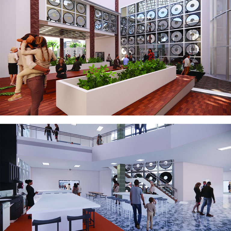 Renders of the Community Kitchen and Food Garden