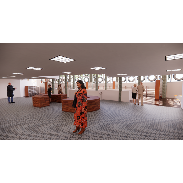 Render of Library from an Entrance.
