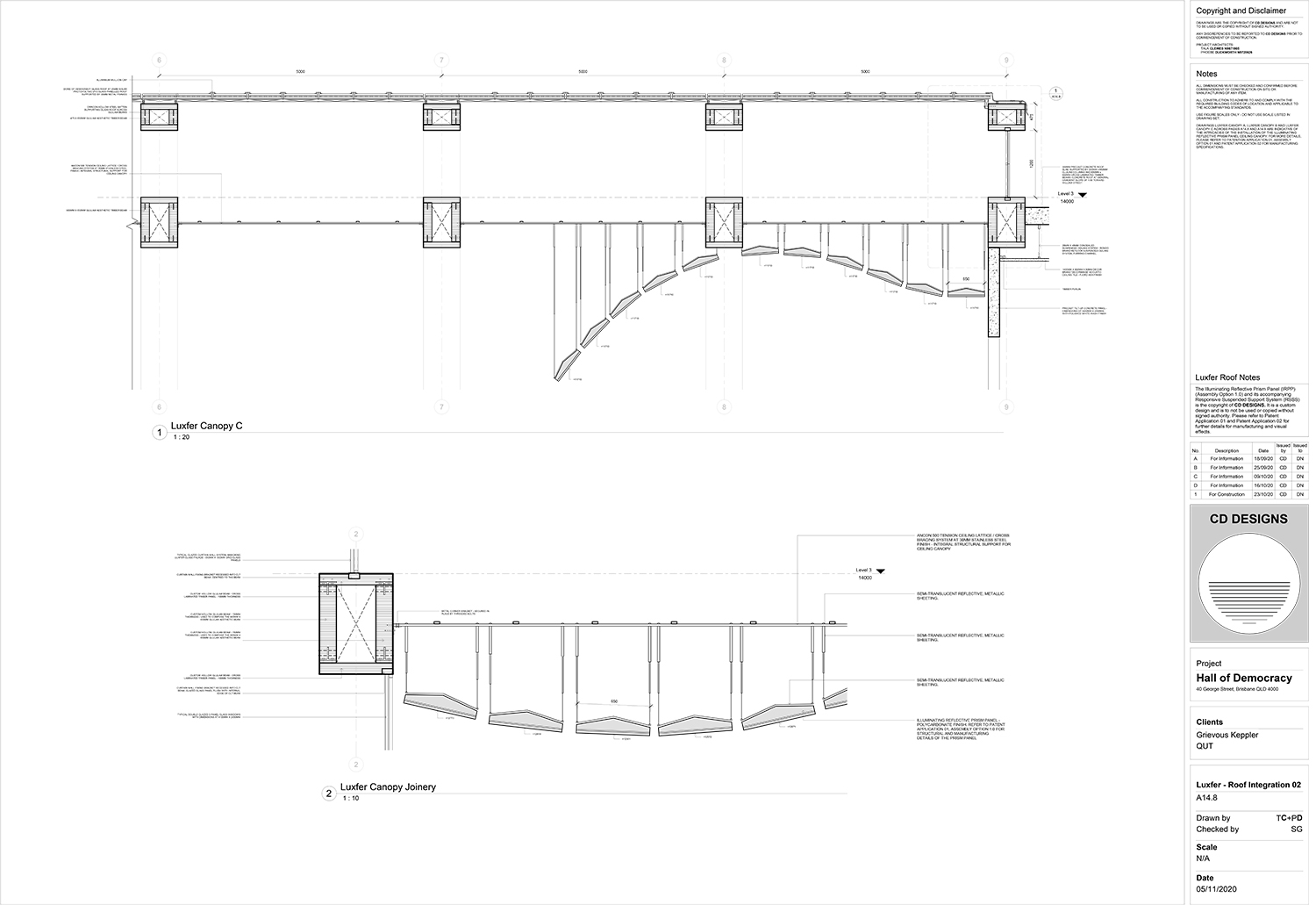 Technical documentation detail - roof integration. 