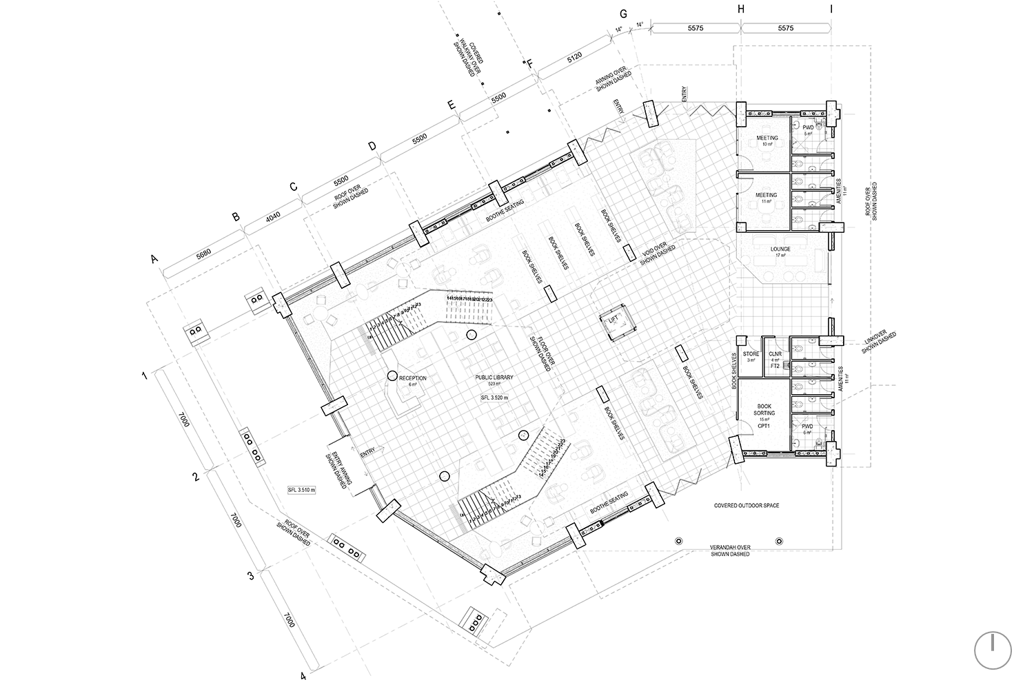 PUBLIC LIBRARY: GROUND LEVEL - PLAN