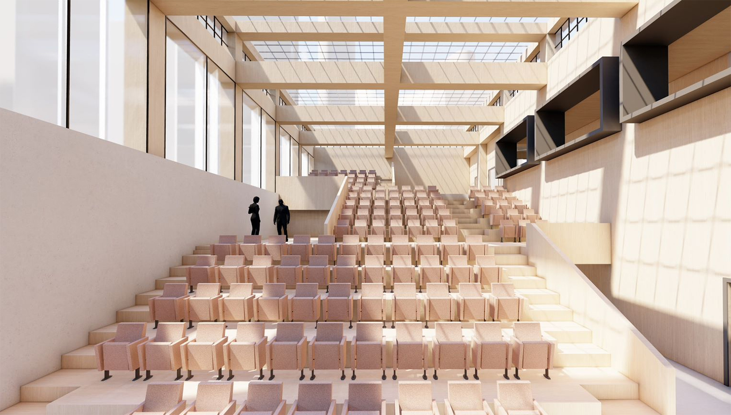 The auditorium in full - visually showing the CLT features and informal discussion spaces. 